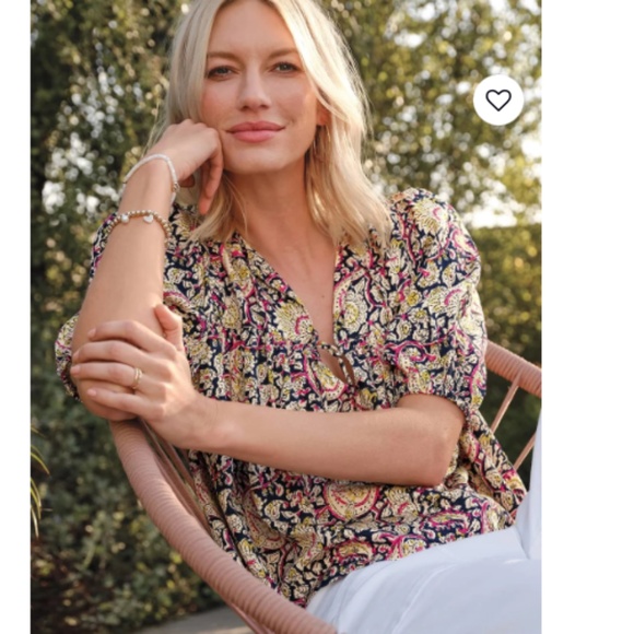 Emerson Fry Puff Isla Top Navy Paisley M/L NWT - Picture 1 of 12